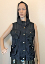 Sashimi Black Denim Vest with 4 Pockets Size M - £18.44 GBP