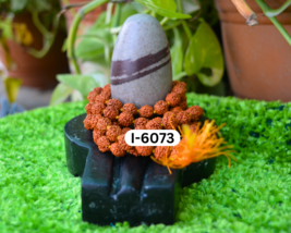 3.5&quot;Shivalingam5.25&quot;Yoni base with 8mm Mala Narmada Lord Beautiful Lingam~I-6073 - £68.24 GBP