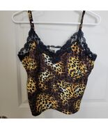 Victoria&#39;s Secret Satin Camisole Top Women&#39;s L Leopard Print Black Lace ... - €13,03 EUR