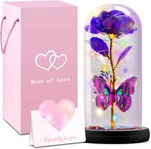 Mother&#39;s Day Gifts for Mom Her Wife, Glass Rose Gifts for Her with Greeting Card - £23.06 GBP