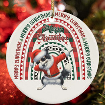 Merry Christmas Border Collie Dog Santa Dabbing Dance Rainbow Ornament Gift - $15.79