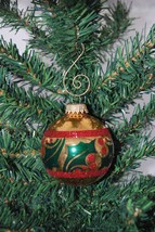 Holiday Holly 2-5/8&quot; Glass Ball Christmas Ornament - £7.99 GBP