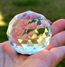 Round Multi Faceted Lead Crystal Glass Prism Suncatcher Paper Weight VTG... - £10.74 GBP