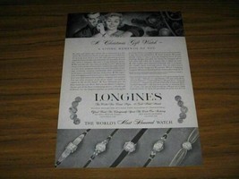 1958 Print Ad Longines Ladies Wrist Watches Couple &amp; Christmas Tree - £7.55 GBP