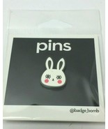 BADGE BOMB WHITE BUNNY RABBIT PIN, FREE SHIPPING - £7.04 GBP