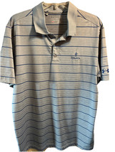 Under Armour Heat Gear Loose Men’s L Striped 1/4 Button Polyester Polo Shirt - $12.38