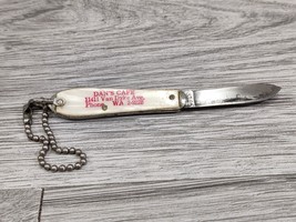 Tiny Vintage Pocket Keychain Knife &quot;Dan&#39;s Café&quot; USA Advertising  2&quot; - £11.85 GBP