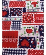 Vintage Fabric Red White Blue Hearts Mushroom Plaid Polka Dot 70s 5+ Yd ... - €152,96 EUR