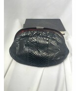 Vintage Ruth Saltz Reghi ITALY Black Snakeskin Leather Clutch With Bakelite - $44.88