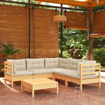  Garden Lounge Set Cream Solid Pinewood, Fabric (100% Polyester) - $1,375.89 CAD