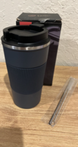 Travel Coffee Mug Tumbler w Straw &amp; Cleaner Brush Insulated W Leakproof ... - £14.76 GBP