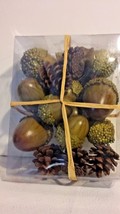 Thanksgiving Greentone Fall  Acorns, Pine Cones and Silk Leaves Bowl Filler - £7.18 GBP