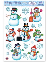 Winter Wonderland Snowman Snowflakes Window Clings Christmas Holiday Decorations - $4.72