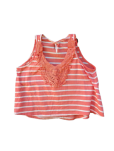 Poof Women&#39;s Embroidery Lace Rib Tank Top Orange/White Size Small - $6.92