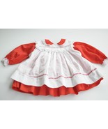 Vtg Bryan Baby Girl Dress Red White Lace Trim Long Sleeve USA Pinafore 2... - $608.64 MXN