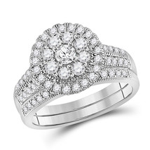 10kt White Gold Round Diamond Bridal Wedding Ring Band Set 1 Ctw - £1,036.57 GBP