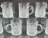 7 Cristal D&#39;Arques Masquerade Mugs Set Crystal Clear Floral Etched Embos... - $86.00