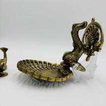 Vintage Solid Brass Koi Fish Clamshell Soap Dish Tray Decorative Arts Ornate - £43.34 GBP