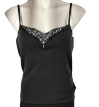 Moda International Misses Large Beaded Black Camisole Top With Adjustabl... - £12.26 GBP