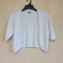 Joseph A  1/2 Sleeve Sweater Open Front Cropped Cardigan Cream Sz Large - £12.05 GBP