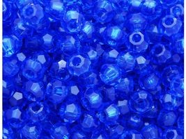 BeadTin Dark Sapphire Transparent 10mm Squatty Bicone Plastic Craft Bead... - $2.39
