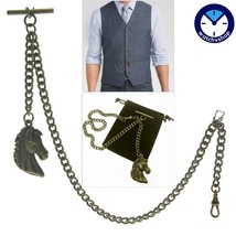 Albert Chain Bronze Color Pocket Watch Chain for Men with Horse Fob T Bar AC142 - £14.17 GBP
