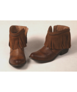 Corkys Footwear Brown Carmel Leather Fringe Arcadia Ankle Boots Women 9 ... - $535.64 MXN