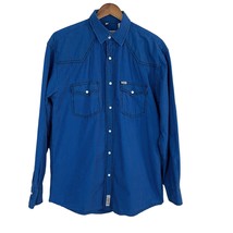 Rafter C Pearl Snap Shirt Mens Large Blue Check Cowboy Collection Wester... - £20.01 GBP