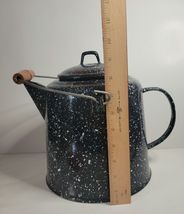 Graniteware Enamel Coffee Pot Large with Wooden Handle on Wire Bail image 7