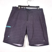 ZeroXposur Mens Stretch Comfort Waistband Swim Board Trunks Grey Stripe Large - £13.36 GBP