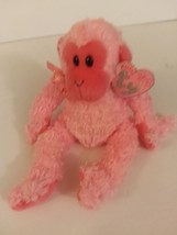 TY Beanie Baby Pinkies Julep Pink Monkey 7&quot; Tall Retired Mint With All Tags - $24.99