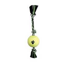 Mammoth Pet Products 3 Knot Tug Dog toy w/4in Tennis Ball Multi-Color 1ea/24 in, - £17.32 GBP