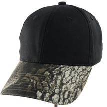 RealTree Hardwoods Men&#39;s Camo &amp; Black Hat Cap Strap Back Buckle Adjustable - £8.54 GBP