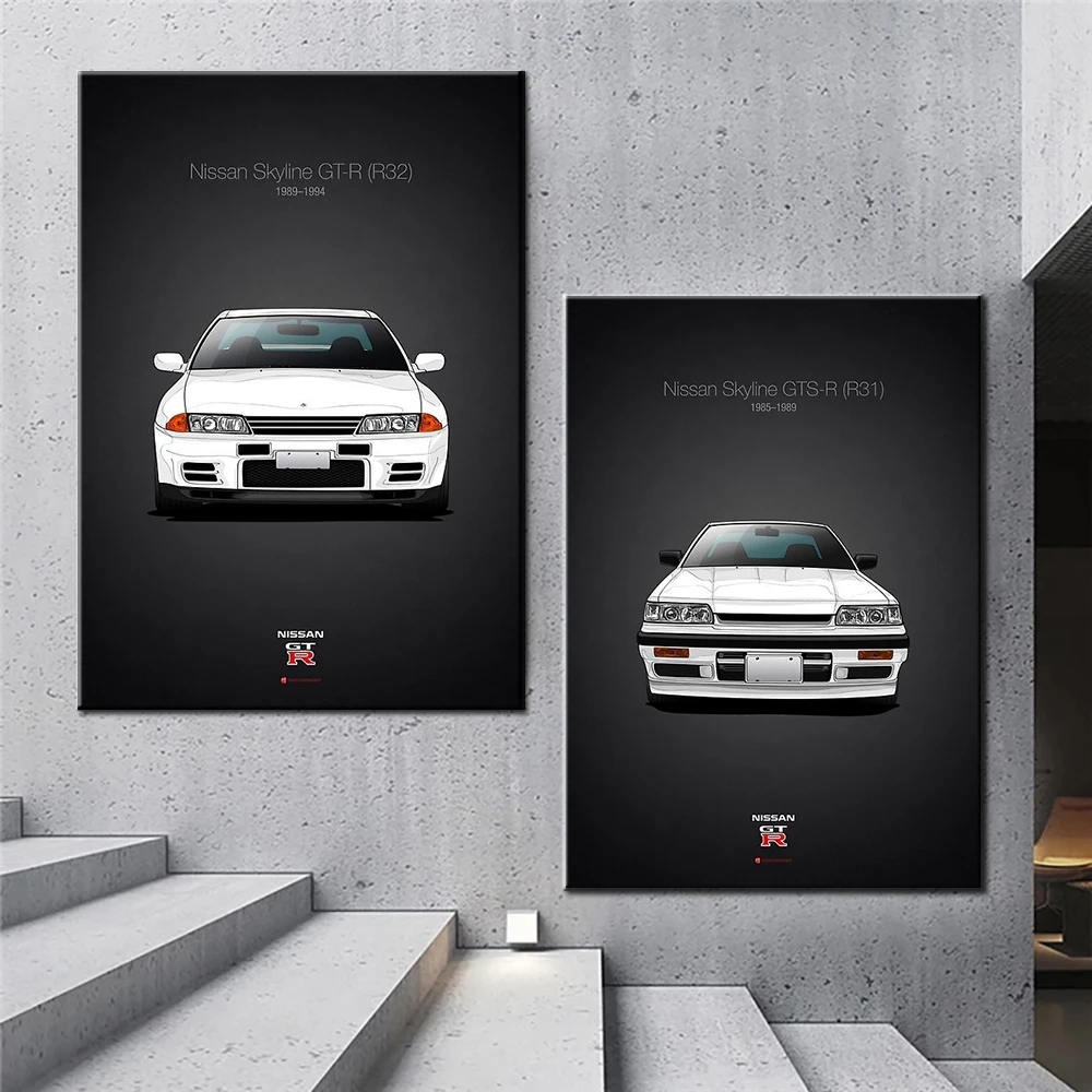 Play Nissan Skyline GTR R30-34 Modern World Famous Car Poster Painting Wall Canv - £23.17 GBP