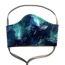 Fitted Green Blue Whale Constellation Face Mask, Little Big Dipper Star Night Sk - £13.08 GBP