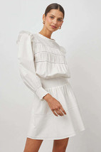 L - Rails White NEW $270 Faren Lace Detail Shoulder Ruffle Smocked Dress 1217BT - £70.48 GBP