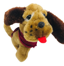 Vtg Brown Bob Evans Gravy Plush Puppy Dog Red Bandana Droopy Eyes Ears Freckles - £11.92 GBP