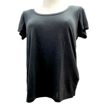TopShop T-shirt Women&#39;s 4 Black Short Sleeve Scoop Neck Length 24 - £10.83 GBP