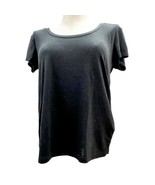 TopShop T-shirt Women&#39;s 4 Black Short Sleeve Scoop Neck Length 24 - $13.86