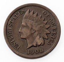 1908-S 1C Indien Cents En Très Bon + VG+ État, Marron Couleur, Fort VG - $110.20