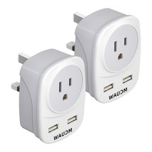 2 Pack Uk Travel Plug Adapter, G-Type Power Socket Adapter With 2 Usb Ports For  - £31.63 GBP