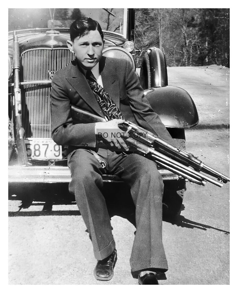 Primary image for CLYDE BARROW INFAMOUS GANGSTER OUTLAW HOLDING GUN BONNIE & CLYDE 8X10 PHOTO