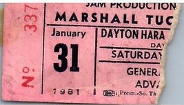 Vintage Marshall Tucker Band Ticket Stub January 31 1981 Dayton Ohio - £43.32 GBP