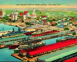 Vtg Linen Postcard - The Busy Port of Miami Florida, The Magic City UNP  - $6.88