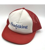 Vintage M/S Sun Viking Cruise Ship Foam Adjustable Snapback Cap Hat Red White - $14.84