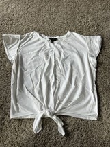 laundry by shelli segal Womens Cropped White Tee Short Sleeve Size Large Causal - $14.01