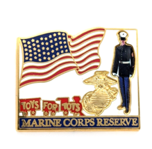 Christmas Toys For Tots Children Marine Corps Reserve Waving American Flag Pin - $12.99