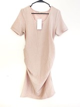 NWT Women&#39;s Maternity Glitter Short Sleeve Knee-Length Dress, Gold, L - £10.32 GBP