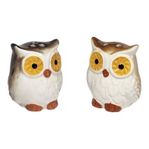 Vintage Ceramic Barn Owls Salt and Pepper Hand-Painted Shakers Big Yellow Eyes - £11.00 GBP