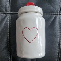 Rae Dunn Artisan Collection by Magenta 8 x 4 Medium Red Heart Canister Ivory - £30.44 GBP